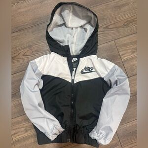 Nike Windbreaker Jacket Black Gray White Kids 4 (3-4YRS) Hooded